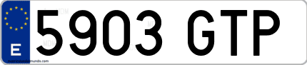 Ejemplo de matrícula de coche ordinaria 5903 GTP