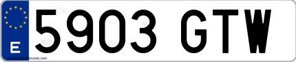 Ejemplo de matrícula española 5903 GTW