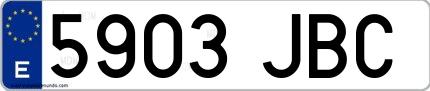 Ejemplo de matrícula española 5903 JBC