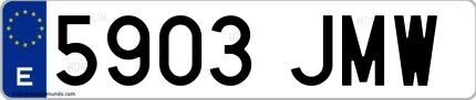 Ejemplo de matrícula española 5903 JMW