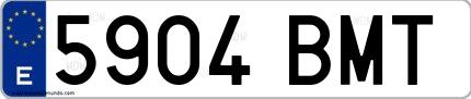 Ejemplo de matrícula española 5904 BMT