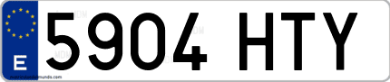 Ejemplo de matrícula de coche ordinaria 5904 HTY