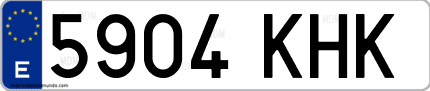 Ejemplo de matrícula de coche ordinaria 5904 KHK