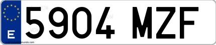 Ejemplo de matrícula española 5904 MZF