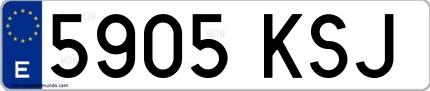 Ejemplo de matrícula española 5905 KSJ