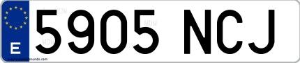 Ejemplo de matrícula española 5905 NCJ