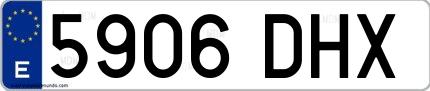 Ejemplo de matrícula española 5906 DHX