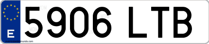 Ejemplo de matrícula de coche ordinaria 5906 LTB