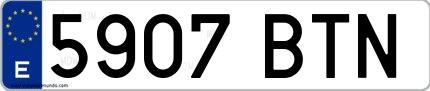 Ejemplo de matrícula española 5907 BTN