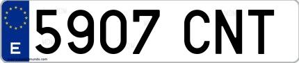 Ejemplo de matrícula española 5907 CNT