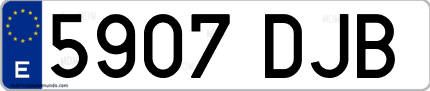 Ejemplo de matrícula de coche ordinaria 5907 DJB