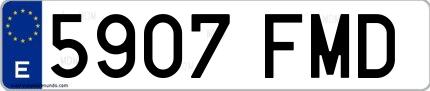 Ejemplo de matrícula de coche ordinaria 5907 FMD