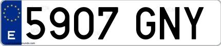 Ejemplo de matrícula de coche ordinaria 5907 GNY