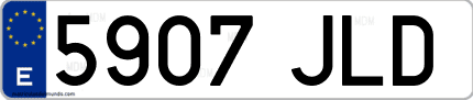 Ejemplo de matrícula de coche ordinaria 5907 JLD