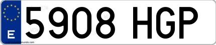 Ejemplo de matrícula de coche ordinaria 5908 HGP