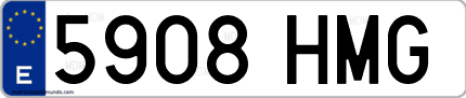Ejemplo de matrícula de coche ordinaria 5908 HMG