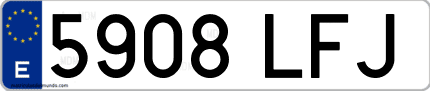 Ejemplo de matrícula de coche ordinaria 5908 LFJ