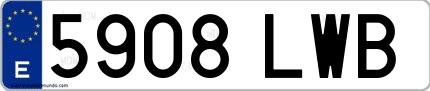 Ejemplo de matrícula española 5908 LWB