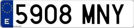 Ejemplo de matrícula española 5908 MNY