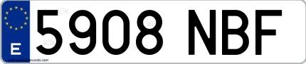 Ejemplo de matrícula española 5908 NBF
