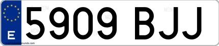 Ejemplo de matrícula de coche ordinaria 5909 BJJ