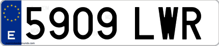 Ejemplo de matrícula de coche ordinaria 5909 LWR