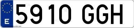 Ejemplo de matrícula española 5910 GGH