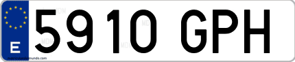 Ejemplo de matrícula de coche ordinaria 5910 GPH