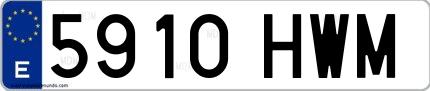 Ejemplo de matrícula española 5910 HWM