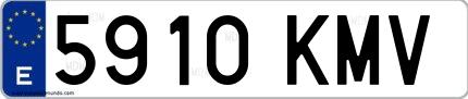 Ejemplo de matrícula española 5910 KMV