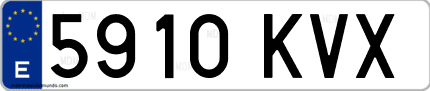 Ejemplo de matrícula de coche ordinaria 5910 KVX