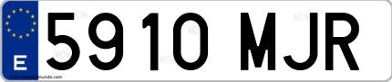 Ejemplo de matrícula española 5910 MJR