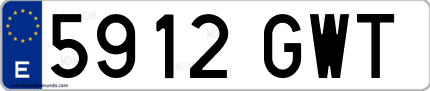 Ejemplo de matrícula de coche ordinaria 5912 GWT