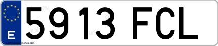 Ejemplo de matrícula española 5913 FCL