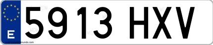 Ejemplo de matrícula española 5913 HXV
