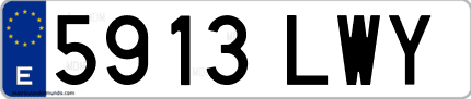 Ejemplo de matrícula de coche ordinaria 5913 LWY