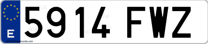 Ejemplo de matrícula de coche ordinaria 5914 FWZ