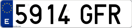 Ejemplo de matrícula de coche ordinaria 5914 GFR