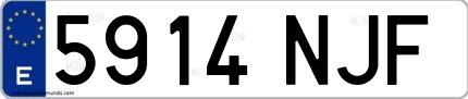 Ejemplo de matrícula española 5914 NJF