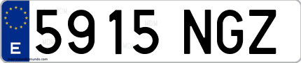 Ejemplo de matrícula de coche ordinaria 5915 NGZ