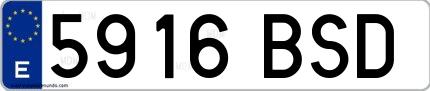 Ejemplo de matrícula española 5916 BSD