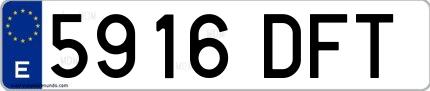 Ejemplo de matrícula española 5916 DFT