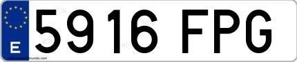 Ejemplo de matrícula española 5916 FPG