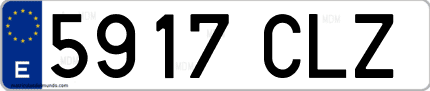Ejemplo de matrícula de coche ordinaria 5917 CLZ