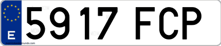 Ejemplo de matrícula de coche ordinaria 5917 FCP