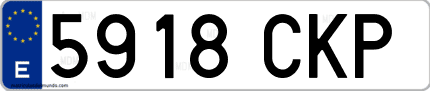 Ejemplo de matrícula de coche ordinaria 5918 CKP
