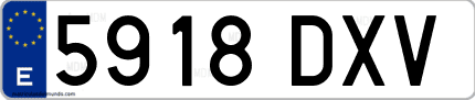 Ejemplo de matrícula de coche ordinaria 5918 DXV
