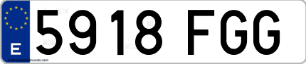 Ejemplo de matrícula de coche ordinaria 5918 FGG