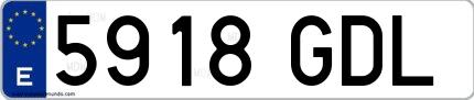 Ejemplo de matrícula española 5918 GDL