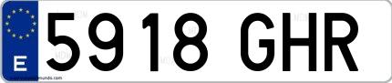 Ejemplo de matrícula de coche ordinaria 5918 GHR